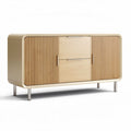 Meuble de rangement en bois clair avec portes et tiroirs 120 x 40 x 70cm