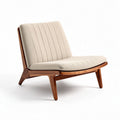 Fauteuil en bois noir avec assise en tissu beige dimensions 80 x 75 x 75cm