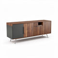 Meuble de rangement en bois de noyer et métal noir 150 x 40 x 60cm