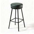 Tabouret de bar en cuir vert et métal noir 40 x 40 x 75cm
