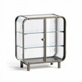Buffet en verre transparent de 80 x 40 x 80cm avec structure en métal gris