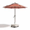 Parasol déporté en toile rouge avec socle en béton et roulettes 200 x 200 x 250cm