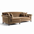 Canape en velours brun avec coussins de soutien 200 x 90 x 85cm