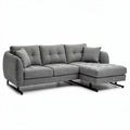 Canapé d'angle en tissu gris avec repose-pieds 200 x 90 x 85cm