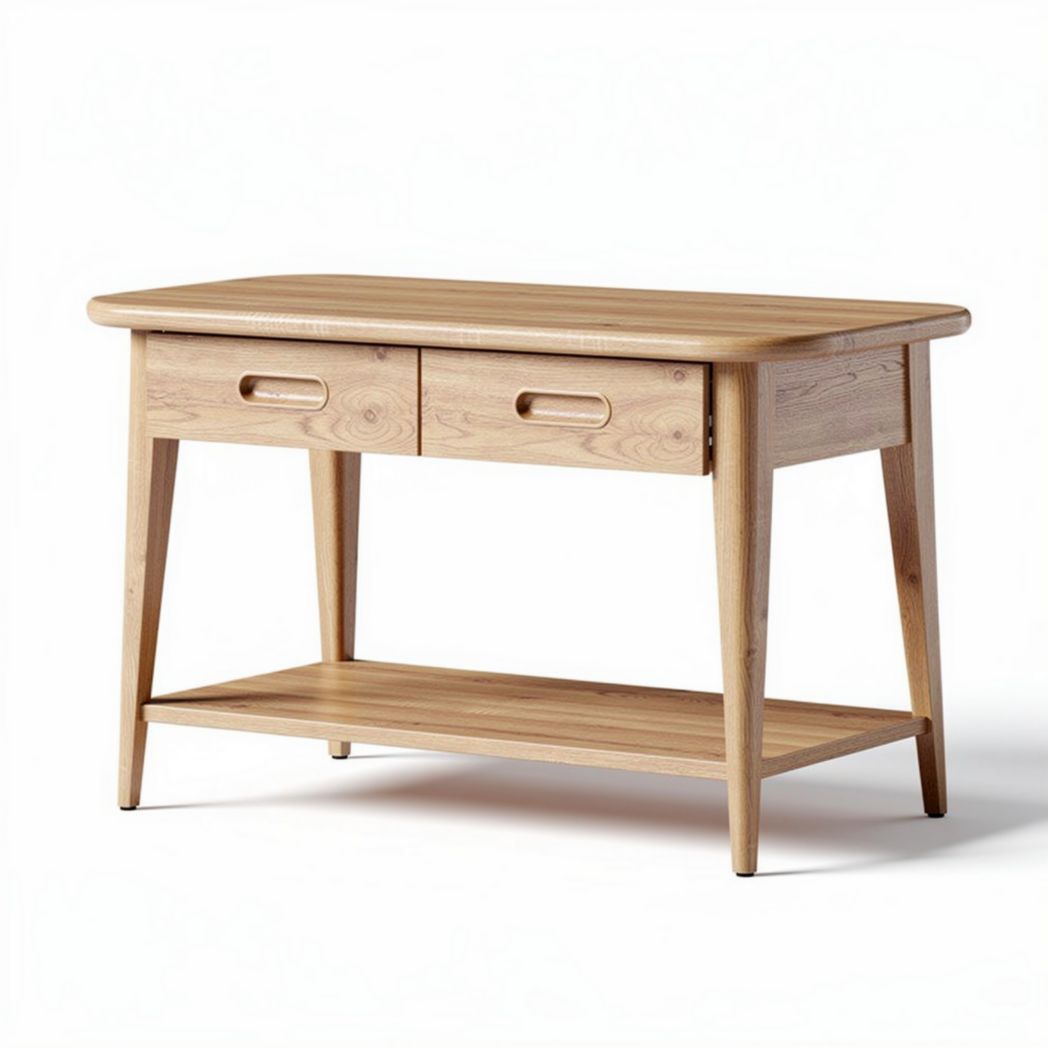 Table en bois avec deux tiroirs et étagère inférieure 120 x 60 x 75cm
